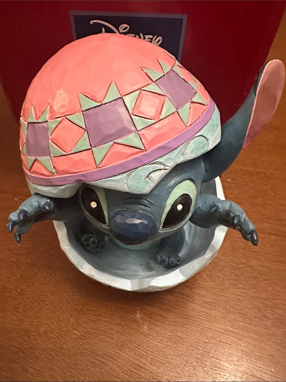 Jim Shore Disney An Alien Harched! Stitch Figure with Pink Patterned Egg